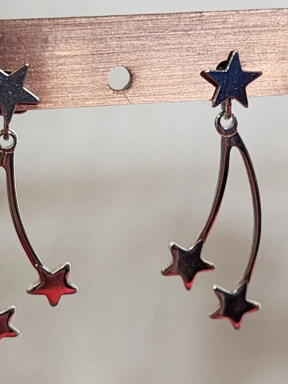 Avon Vintage Silver Tone Double Shooting Star Dangle with Star Stud Earrings